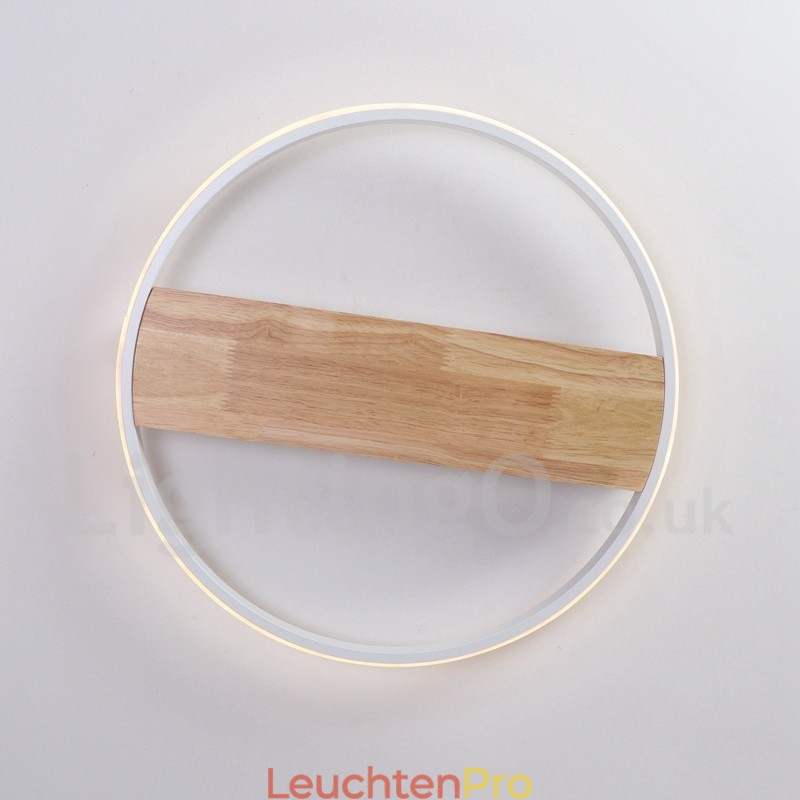 Dimmbare weiße runde Holz-Deckenleuchte, ultradünne Deckenlampe, kann auch als Wandleuchte verwendet werden