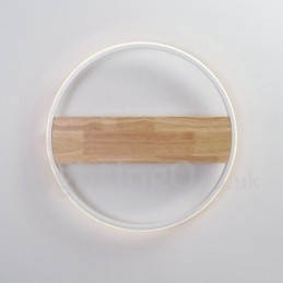Dimmbare weiße runde Holz-Deckenleuchte, ultradünne Deckenlampe, kann auch als Wandleuchte verwendet werden
