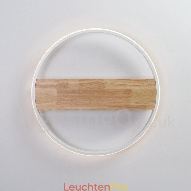 Dimmbare weiße runde Holz-Deckenleuchte, ultradünne Deckenlampe, kann auch als Wandleuchte verwendet werden