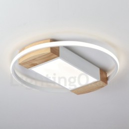 Dimmbare weiße runde Holz-Deckenleuchte, ultradünne Deckenlampe, kann auch als Wandleuchte verwendet werden