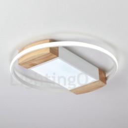 Dimmbare weiße runde Holz-Deckenleuchte, ultradünne Deckenlampe, kann auch als Wandleuchte verwendet werden