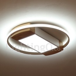 Dimmbare weiße runde Holz-Deckenleuchte, ultradünne Deckenlampe, kann auch als Wandleuchte verwendet werden