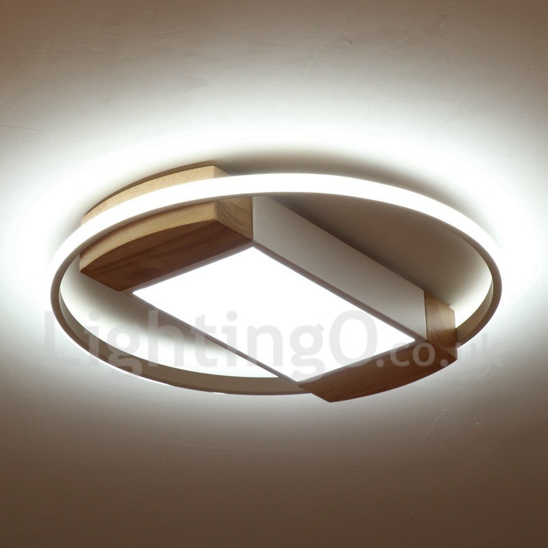 Dimmbare weiße runde Holz-Deckenleuchte, ultradünne Deckenlampe, kann auch als Wandleuchte verwendet werden