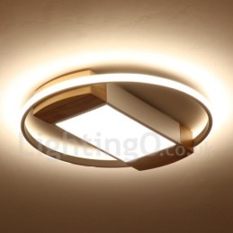 Dimmbare weiße runde Holz-Deckenleuchte, ultradünne Deckenlampe, kann auch als Wandleuchte verwendet werden