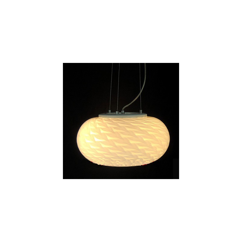 Moderne minimalistische geschnitzte milchig weiße Kronleuchterlampe