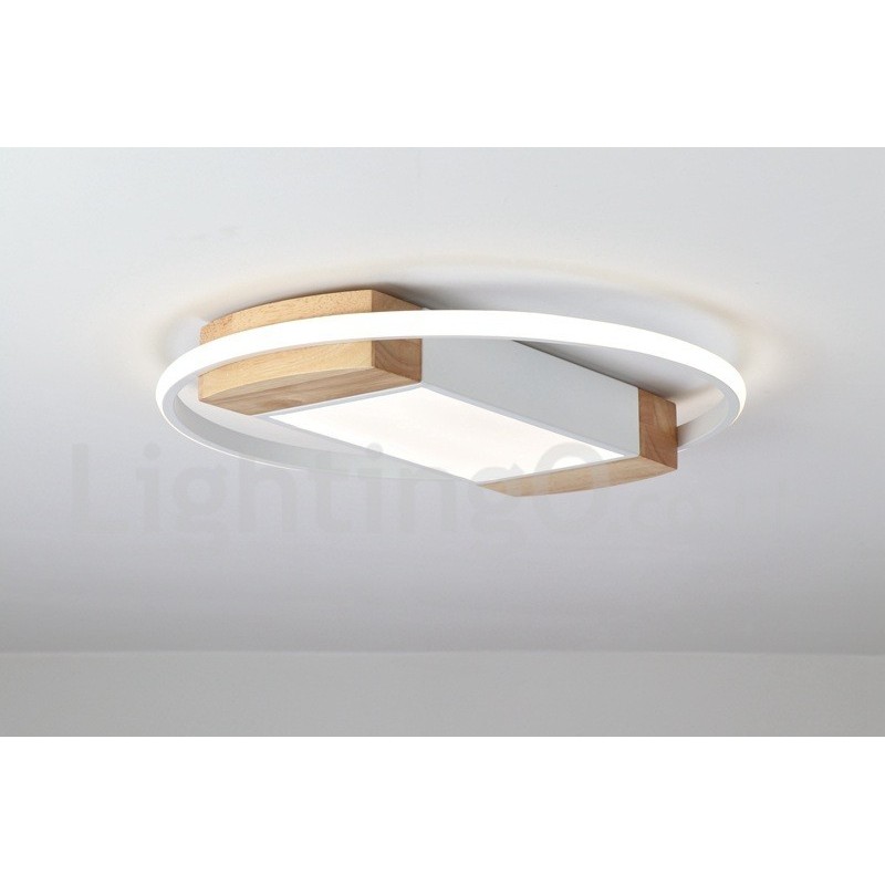 Dimmbare weiße runde Holz-Deckenleuchte, ultradünne Deckenlampe, kann auch als Wandleuchte verwendet werden