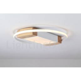 Dimmbare weiße runde Holz-Deckenleuchte, ultradünne Deckenlampe, kann auch als Wandleuchte verwendet werden