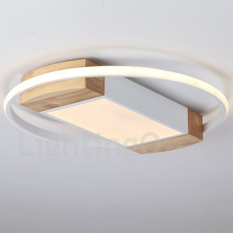 Dimmbare weiße runde Holz-Deckenleuchte, ultradünne Deckenlampe, kann auch als Wandleuchte verwendet werden