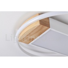 Dimmbare weiße runde Holz-Deckenleuchte, ultradünne Deckenlampe, kann auch als Wandleuchte verwendet werden