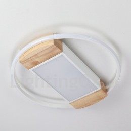 Dimmbare weiße runde Holz-Deckenleuchte, ultradünne Deckenlampe, kann auch als Wandleuchte verwendet werden