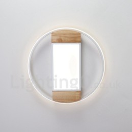Dimmbare weiße runde Holz-Deckenleuchte, ultradünne Deckenlampe, kann auch als Wandleuchte verwendet werden