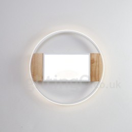Dimmbare weiße runde Holz-Deckenleuchte, ultradünne Deckenlampe, kann auch als Wandleuchte verwendet werden