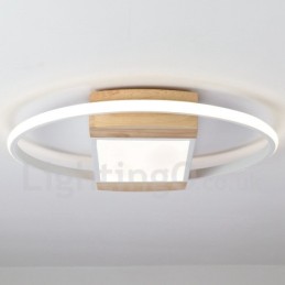 Dimmbare weiße runde Holz-Deckenleuchte, ultradünne Deckenlampe, kann auch als Wandleuchte verwendet werden