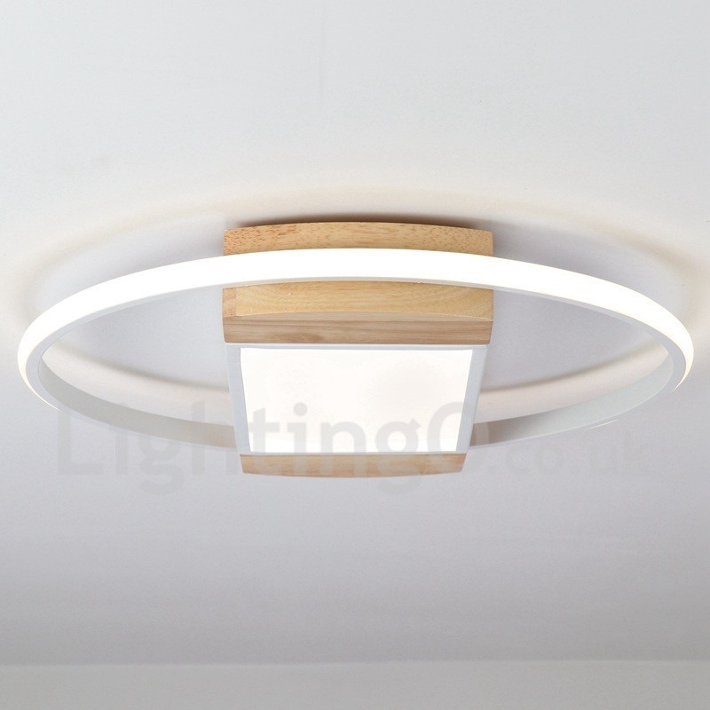 Dimmbare weiße runde Holz-Deckenleuchte, ultradünne Deckenlampe, kann auch als Wandleuchte verwendet werden