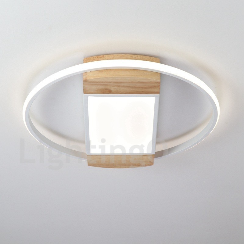 Dimmbare weiße runde Holz-Deckenleuchte, ultradünne Deckenlampe, kann auch als Wandleuchte verwendet werden