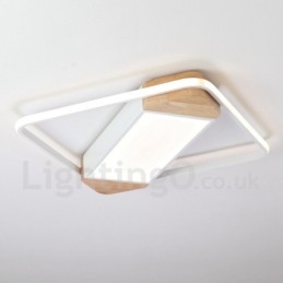 Dimmbare weiße quadratische Holz-Deckenleuchte, ultradünne Deckenlampe, kann auch als Wandleuchte verwendet werden
