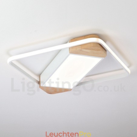 Dimmbare weiße quadratische Holz-Deckenleuchte, ultradünne Deckenlampe, kann auch als Wandleuchte verwendet werden Dimmbare weiße quadratische Holz-Deckenleuchte, ultradünne Deckenlampe, kann auch als Wandleuchte verwendet werden