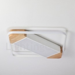 Dimmbare weiße quadratische Holz-Deckenleuchte, ultradünne Deckenlampe, kann auch als Wandleuchte verwendet werden