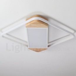 Dimmbare weiße quadratische Holz-Deckenleuchte, ultradünne Deckenlampe, kann auch als Wandleuchte verwendet werden