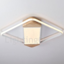Dimmbare weiße quadratische Holz-Deckenleuchte, ultradünne Deckenlampe, kann auch als Wandleuchte verwendet werden