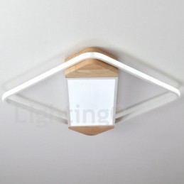 Dimmbare weiße quadratische Holz-Deckenleuchte, ultradünne Deckenlampe, kann auch als Wandleuchte verwendet werden