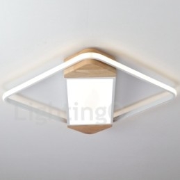 Dimmbare weiße quadratische Holz-Deckenleuchte, ultradünne Deckenlampe, kann auch als Wandleuchte verwendet werden