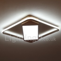 Dimmbare weiße quadratische Holz-Deckenleuchte, ultradünne Deckenlampe, kann auch als Wandleuchte verwendet werden