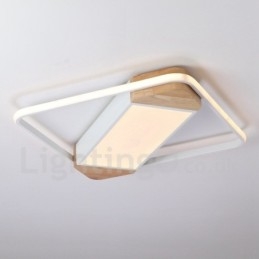 Dimmbare weiße quadratische Holz-Deckenleuchte, ultradünne Deckenlampe, kann auch als Wandleuchte verwendet werden