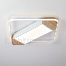Dimmbare weiße quadratische Holz-Deckenleuchte, ultradünne Deckenlampe, kann auch als Wandleuchte verwendet werden