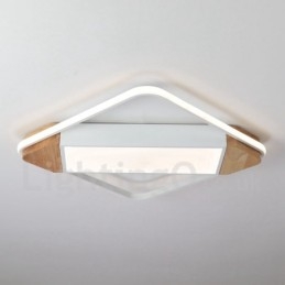 Dimmbare weiße quadratische Holz-Deckenleuchte, ultradünne Deckenlampe, kann auch als Wandleuchte verwendet werden