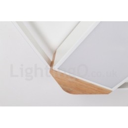 Dimmbare weiße quadratische Holz-Deckenleuchte, ultradünne Deckenlampe, kann auch als Wandleuchte verwendet werden