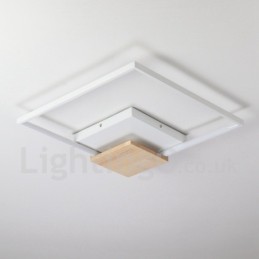 Dimmbare weiße quadratische Holz-Deckenleuchte, ultradünne Deckenlampe, kann auch als Wandleuchte verwendet werden