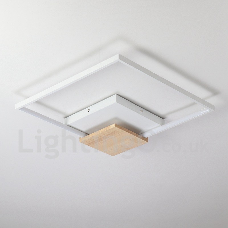 Dimmbare weiße quadratische Holz-Deckenleuchte, ultradünne Deckenlampe, kann auch als Wandleuchte verwendet werden