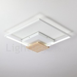Dimmbare weiße quadratische Holz-Deckenleuchte, ultradünne Deckenlampe, kann auch als Wandleuchte verwendet werden