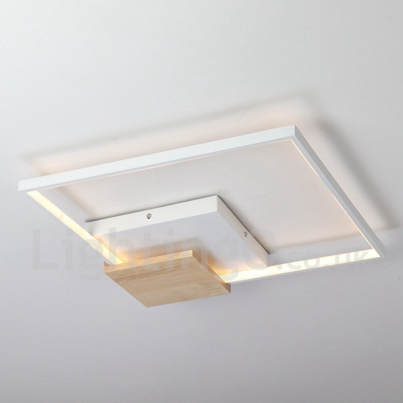 Dimmbare weiße quadratische Holz-Deckenleuchte, ultradünne Deckenlampe, kann auch als Wandleuchte verwendet werden