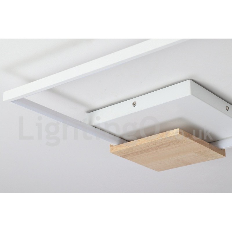 Dimmbare weiße quadratische Holz-Deckenleuchte, ultradünne Deckenlampe, kann auch als Wandleuchte verwendet werden