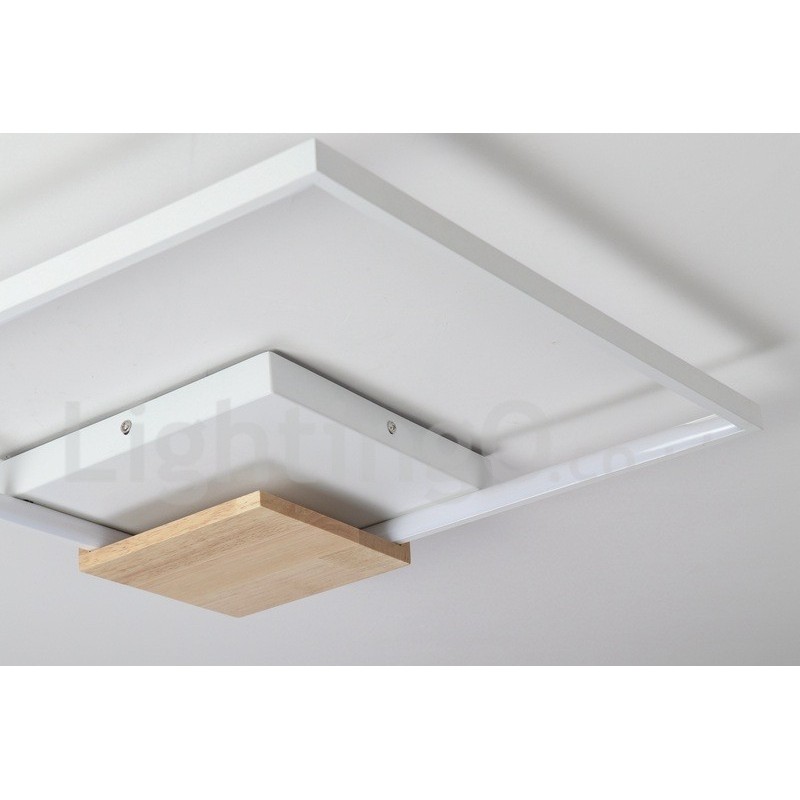 Dimmbare weiße quadratische Holz-Deckenleuchte, ultradünne Deckenlampe, kann auch als Wandleuchte verwendet werden
