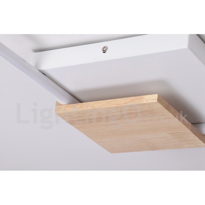 Dimmbare weiße quadratische Holz-Deckenleuchte, ultradünne Deckenlampe, kann auch als Wandleuchte verwendet werden
