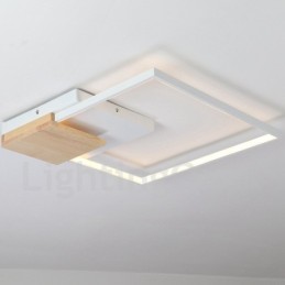Dimmbare weiße quadratische Holz-Deckenleuchte, ultradünne Deckenlampe, kann auch als Wandleuchte verwendet werden