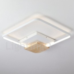 Dimmbare weiße quadratische Holz-Deckenleuchte, ultradünne Deckenlampe, kann auch als Wandleuchte verwendet werden