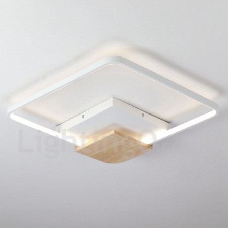 Dimmbare weiße quadratische Holz-Deckenleuchte, ultradünne Deckenlampe, kann auch als Wandleuchte verwendet werden Dimmbare weiße quadratische Holz-Deckenleuchte, ultradünne Deckenlampe, kann auch als Wandleuchte verwendet werden