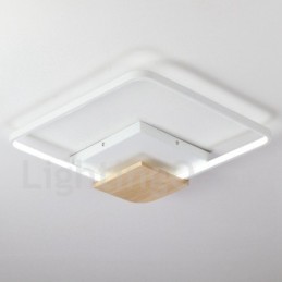 Dimmbare weiße quadratische Holz-Deckenleuchte, ultradünne Deckenlampe, kann auch als Wandleuchte verwendet werden