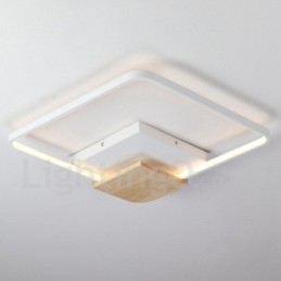 Dimmbare weiße quadratische Holz-Deckenleuchte, ultradünne Deckenlampe, kann auch als Wandleuchte verwendet werden