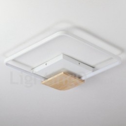 Dimmbare weiße quadratische Holz-Deckenleuchte, ultradünne Deckenlampe, kann auch als Wandleuchte verwendet werden