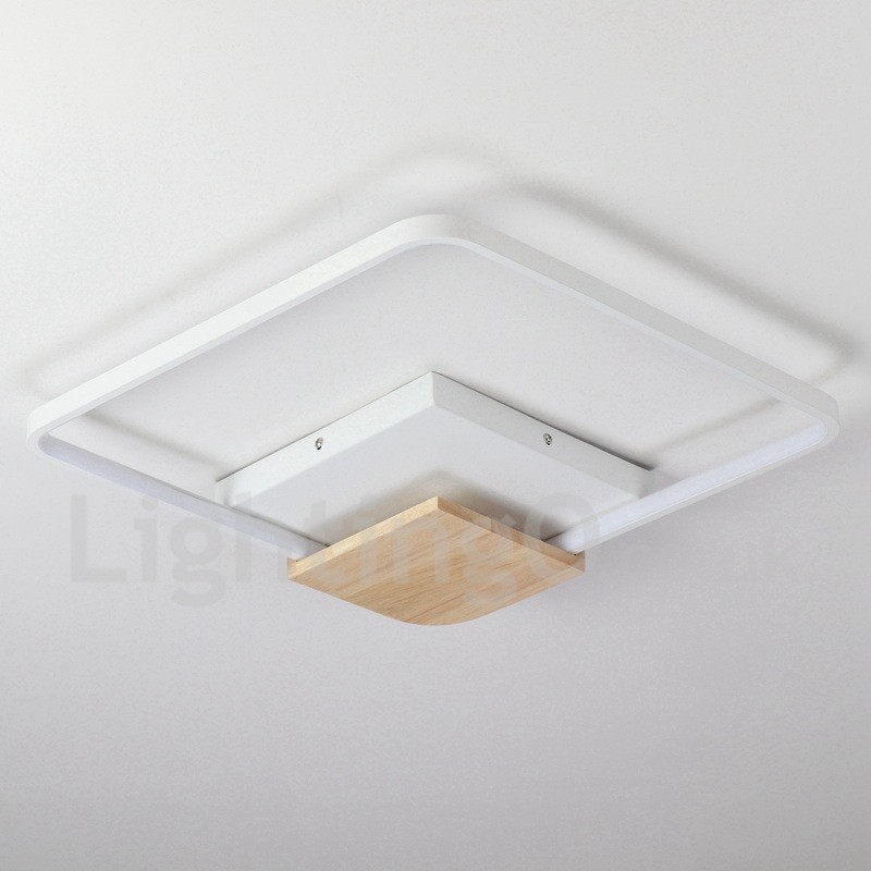 Dimmbare weiße quadratische Holz-Deckenleuchte, ultradünne Deckenlampe, kann auch als Wandleuchte verwendet werden