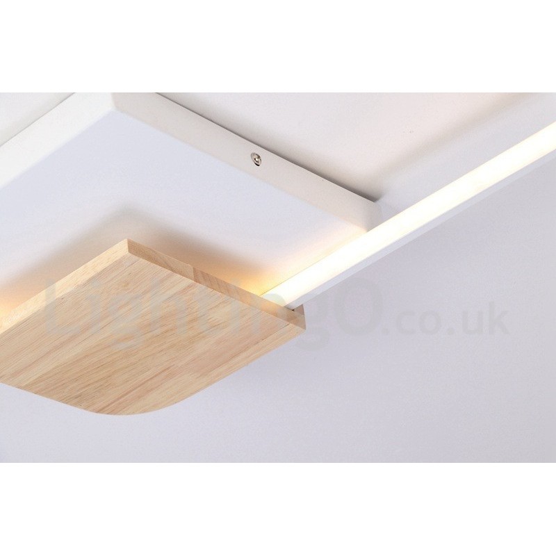 Dimmbare weiße quadratische Holz-Deckenleuchte, ultradünne Deckenlampe, kann auch als Wandleuchte verwendet werden
