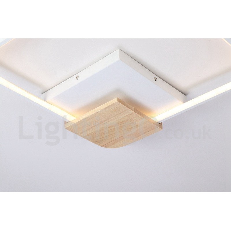 Dimmbare weiße quadratische Holz-Deckenleuchte, ultradünne Deckenlampe, kann auch als Wandleuchte verwendet werden