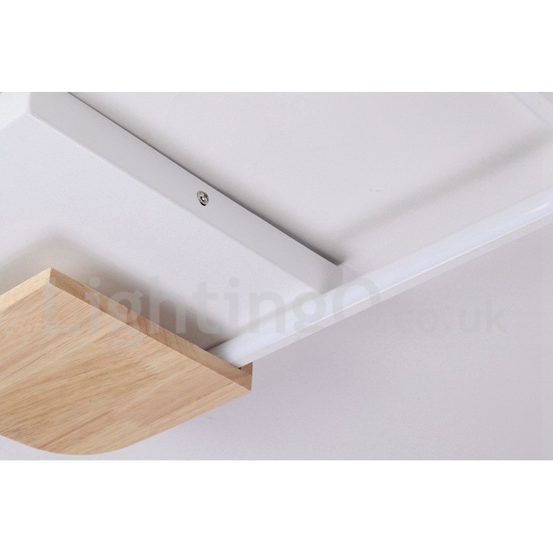 Dimmbare weiße quadratische Holz-Deckenleuchte, ultradünne Deckenlampe, kann auch als Wandleuchte verwendet werden