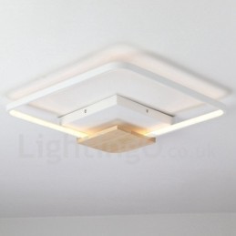 Dimmbare weiße quadratische Holz-Deckenleuchte, ultradünne Deckenlampe, kann auch als Wandleuchte verwendet werden