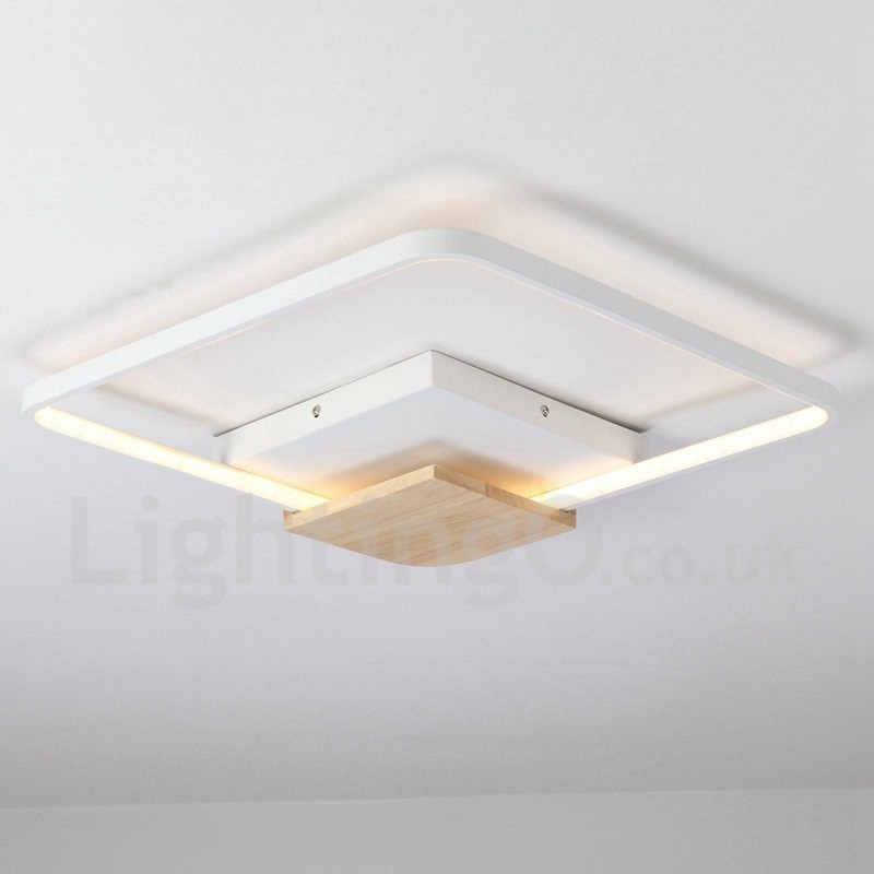 Dimmbare weiße quadratische Holz-Deckenleuchte, ultradünne Deckenlampe, kann auch als Wandleuchte verwendet werden